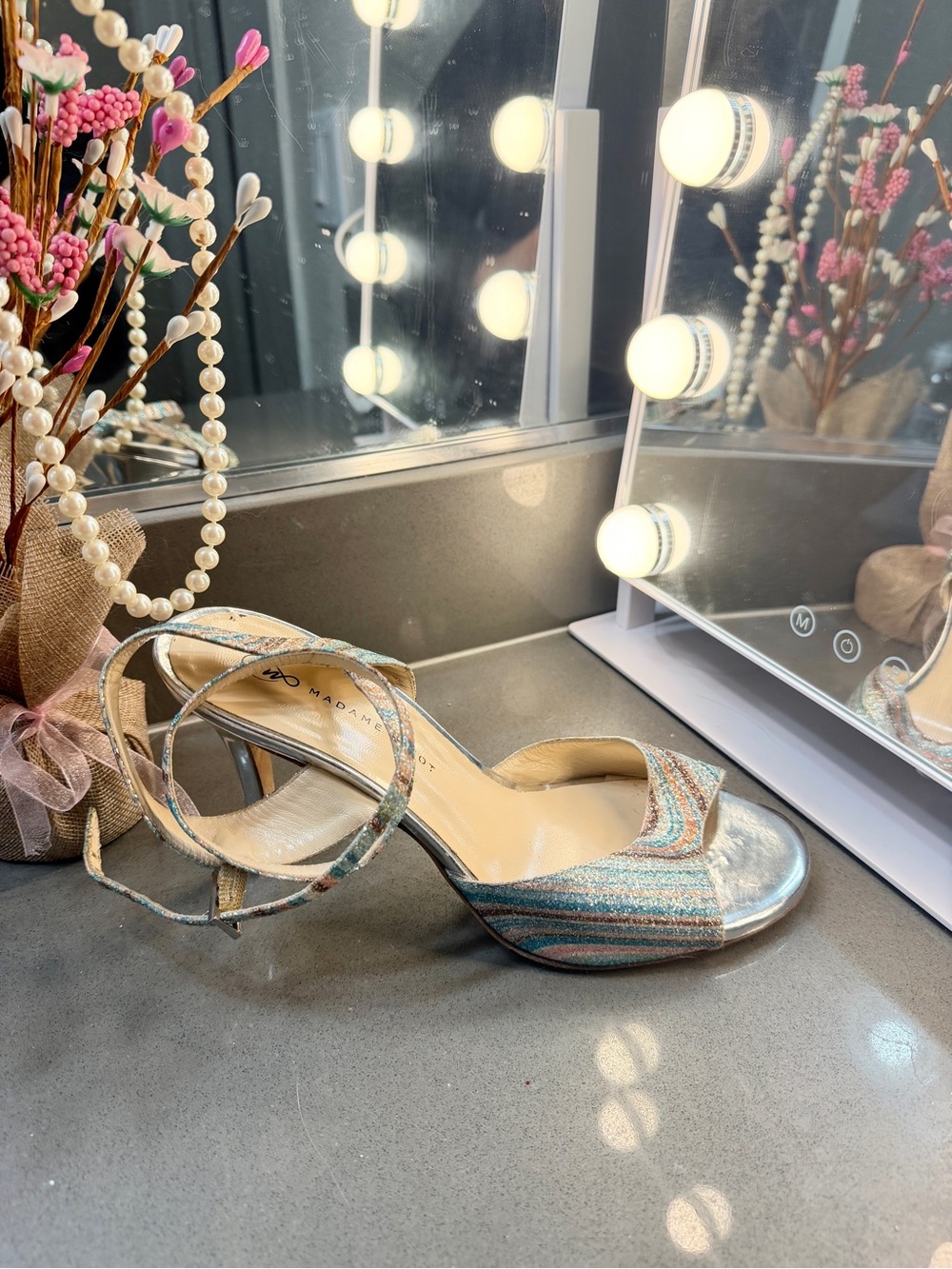 Multicolor Metallic Open-Back Heels for Tango Dancing by Madame Pivot